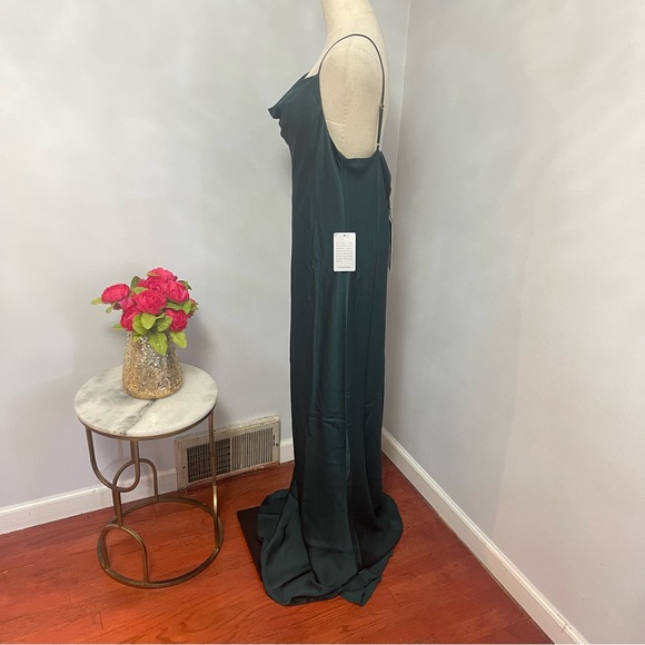 # Shona Joy Emerald Cowl Neck Satin Gown- New With Tag- Size 12 - Reemoly - Picture 7 of 14